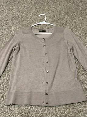 Neutral Taupe Button-Front Cardigan